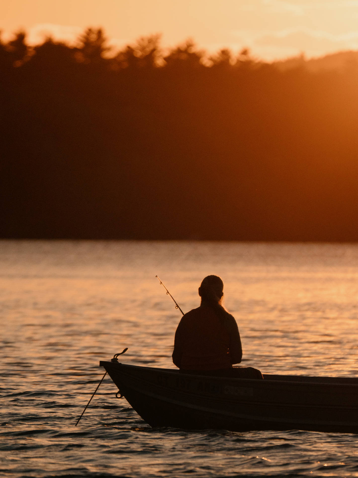Silhouette Fishing Man Boat