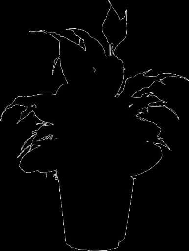 Silhouette Flower Potand Plant PNG