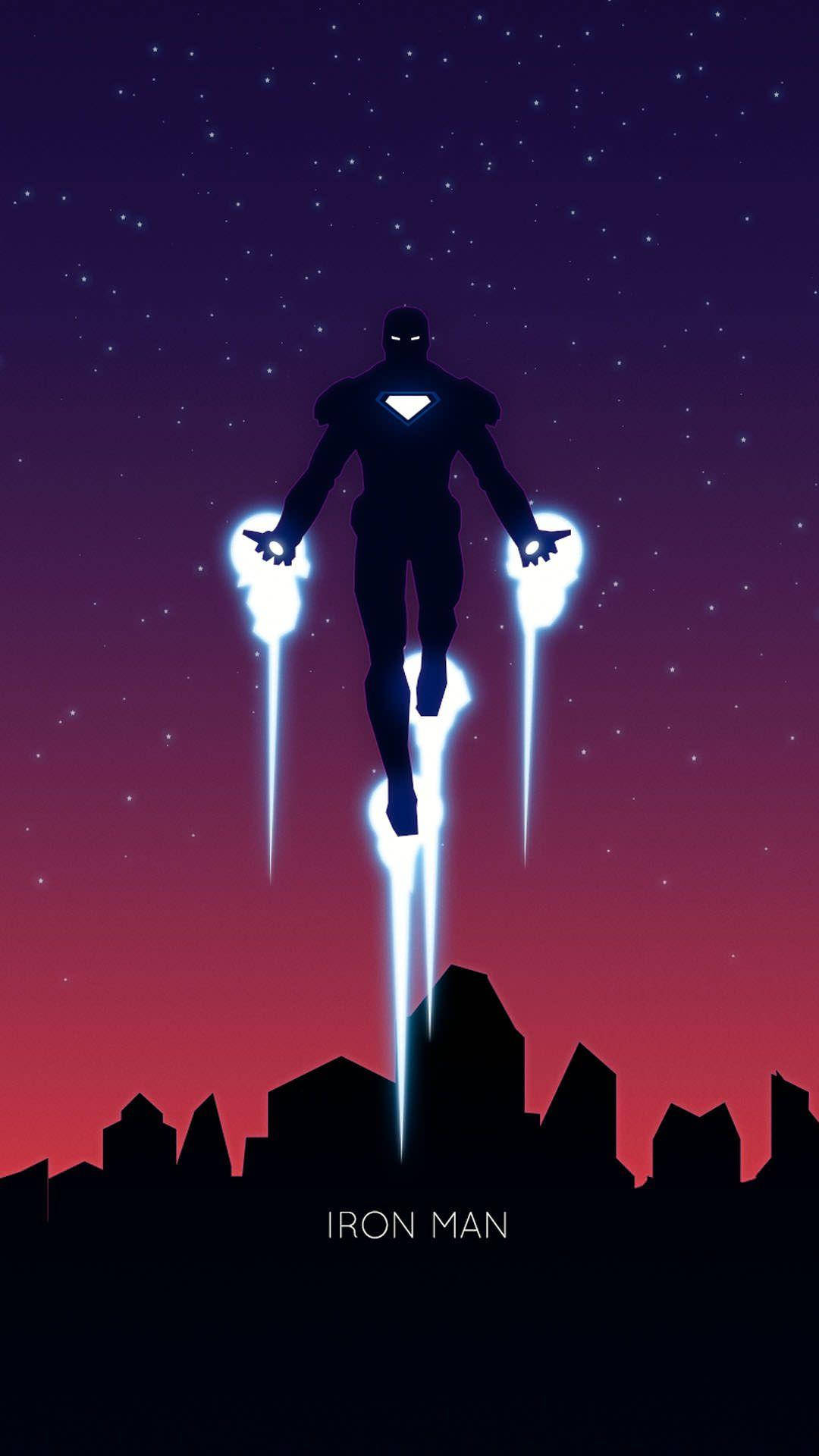 Silhouette Flying Iron Man Iphone Wallpaper