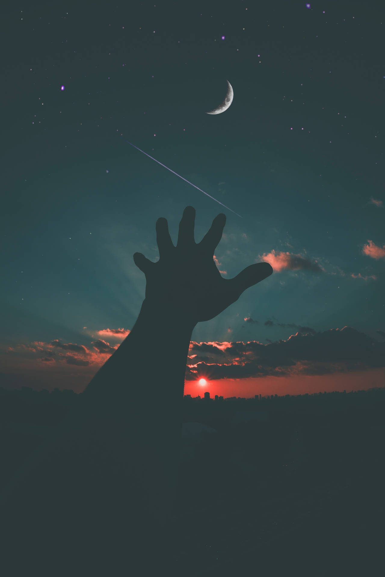 Silhouette Hand And Moon Wallpaper