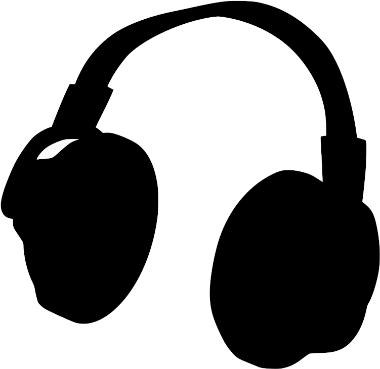Silhouette Headphones Graphic PNG