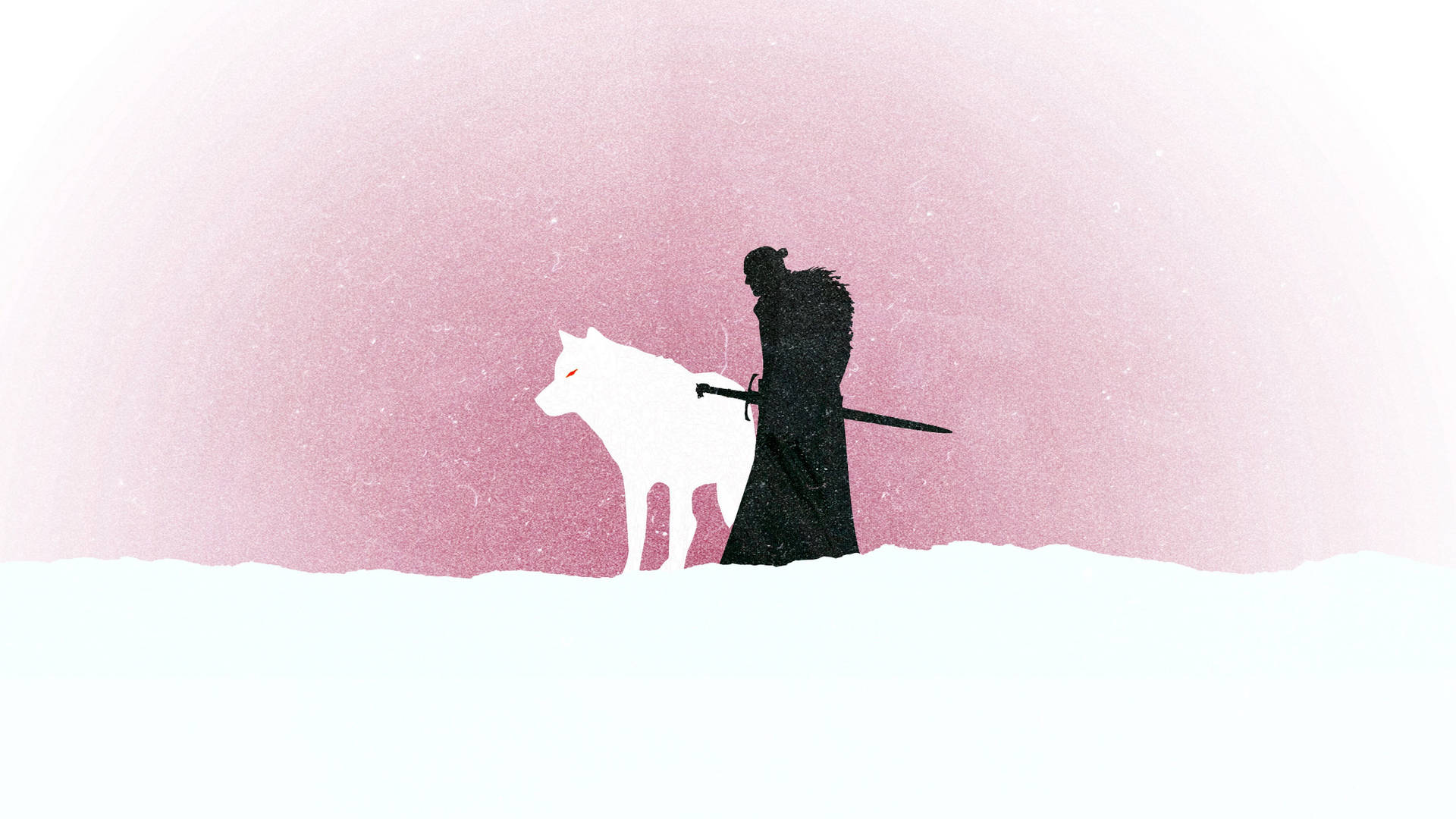Silhouet af Jon Snow Game Of Thrones karakter på en himmelmønstret baggrund. Wallpaper