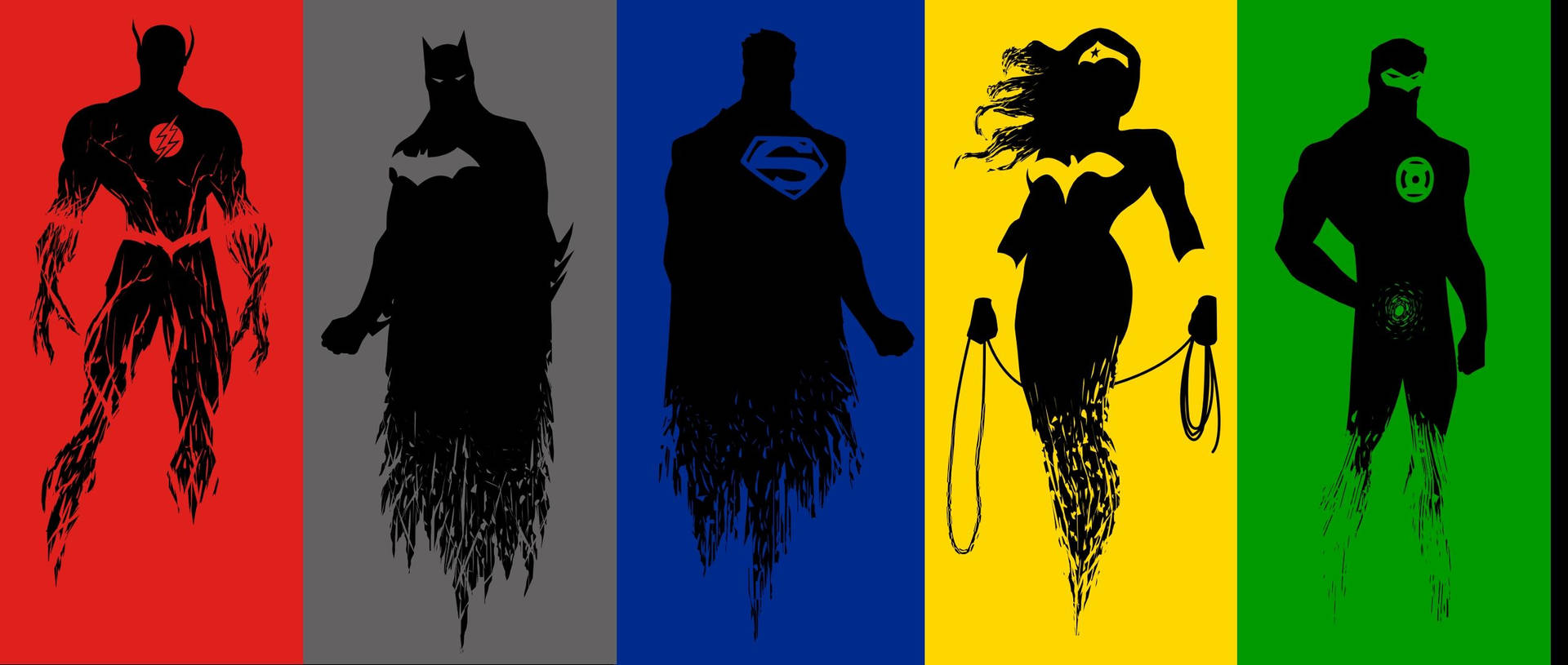 Silhouette Justice League indrammet tryk. Wallpaper