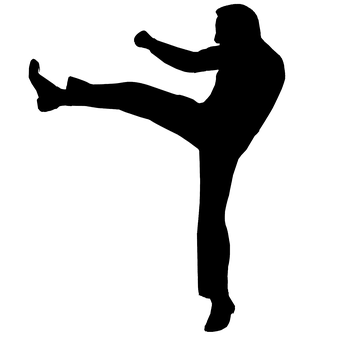 Silhouette Kick Action Pose PNG