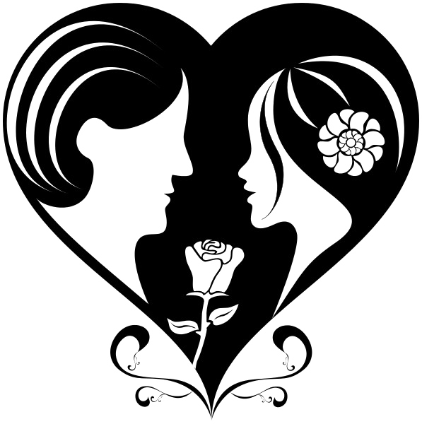 Silhouette Love Heart Design PNG