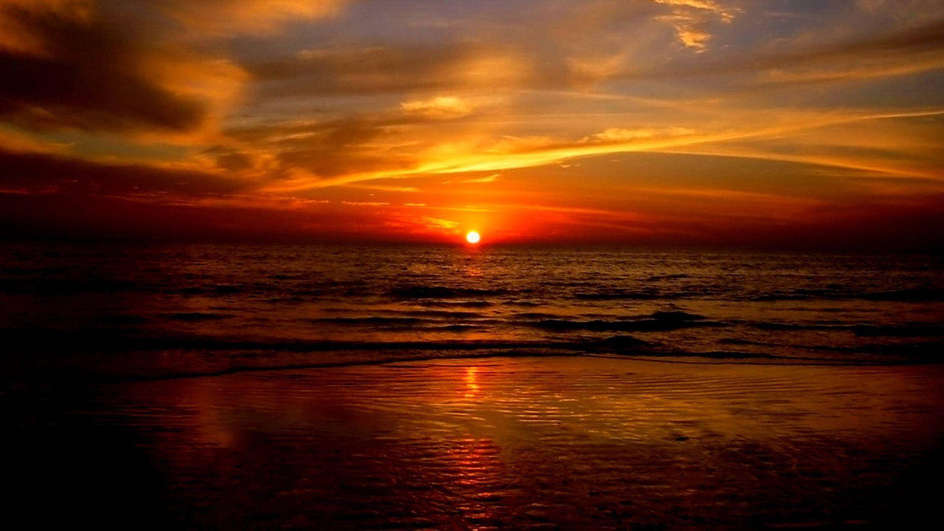 Silhouette Ocean Sunset Wallpaper