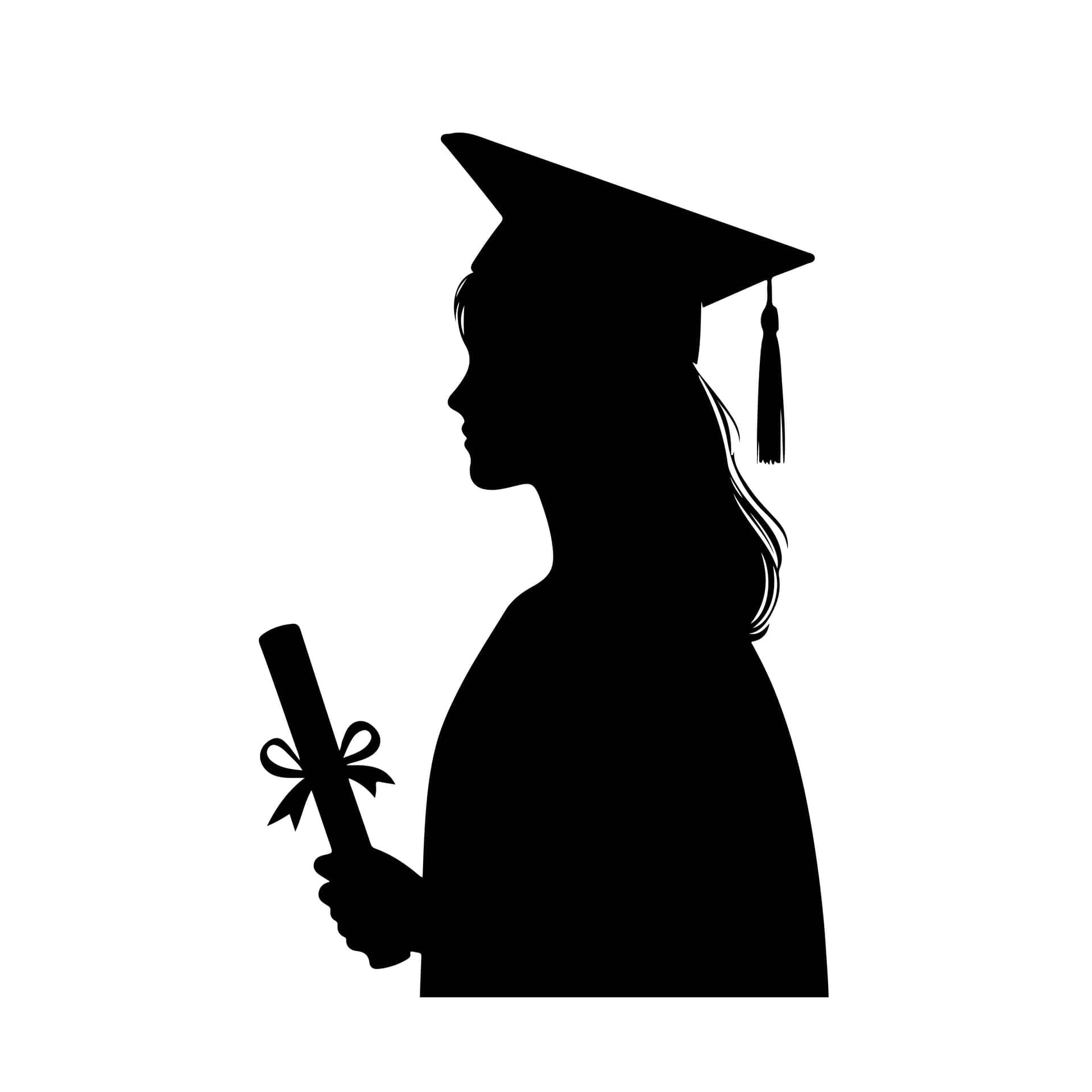Silhouette Of A Female Graduate Holding A Diploma, Celebrating Academic Achievement And Bright Futur Wallpaper