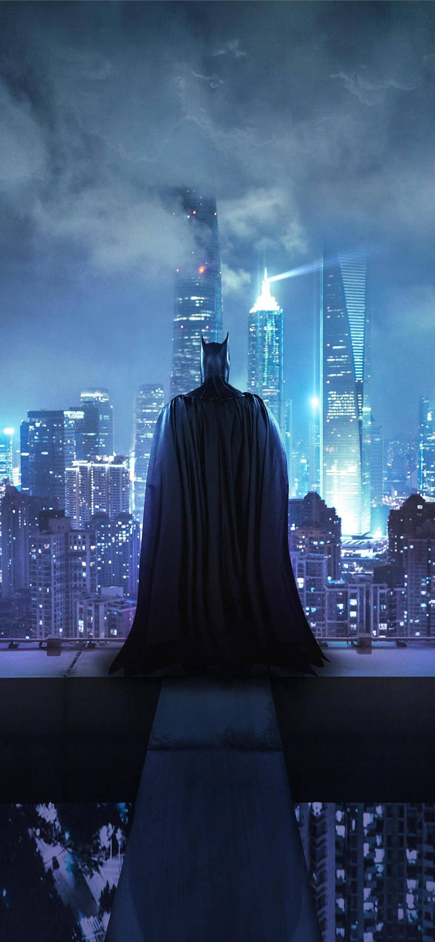 Wallpapersilhuett Av Batman Arkham Iphone-bakgrundsbild. Wallpaper