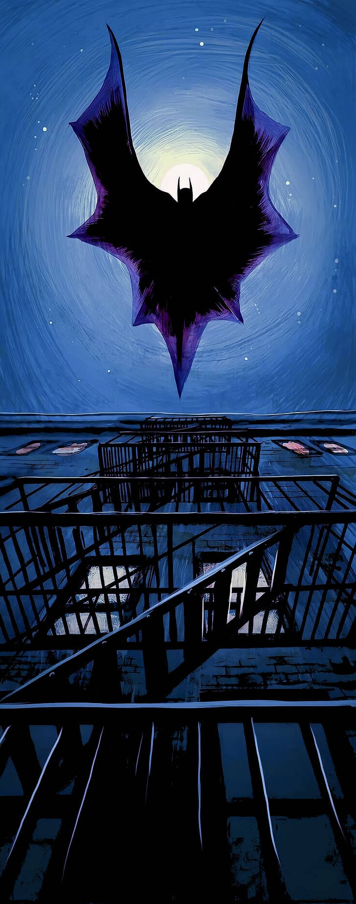 Silhuet af Batman Arkham Knight iPhone Tapet Wallpaper