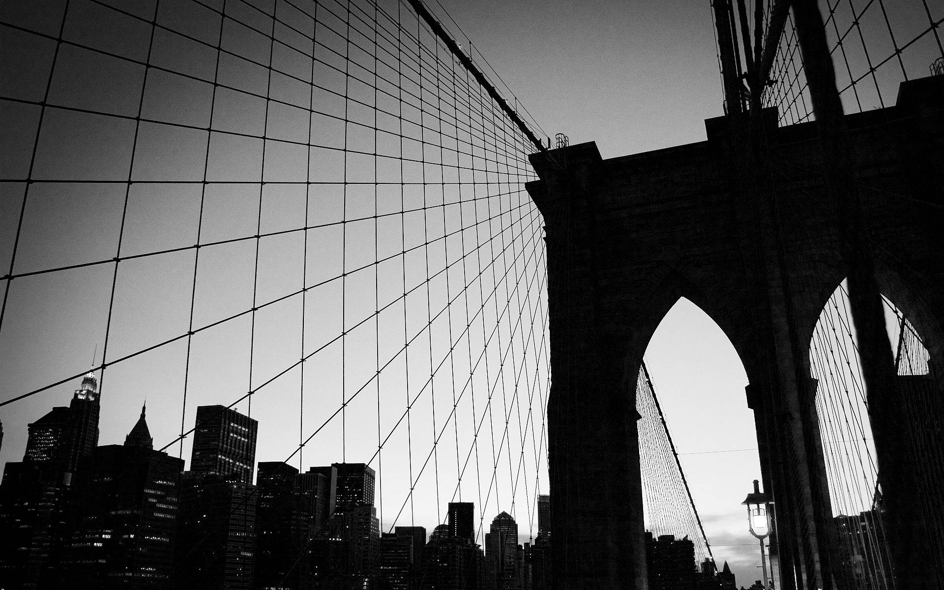 Silhouettedel Ponte Di Brooklyn Sfondo