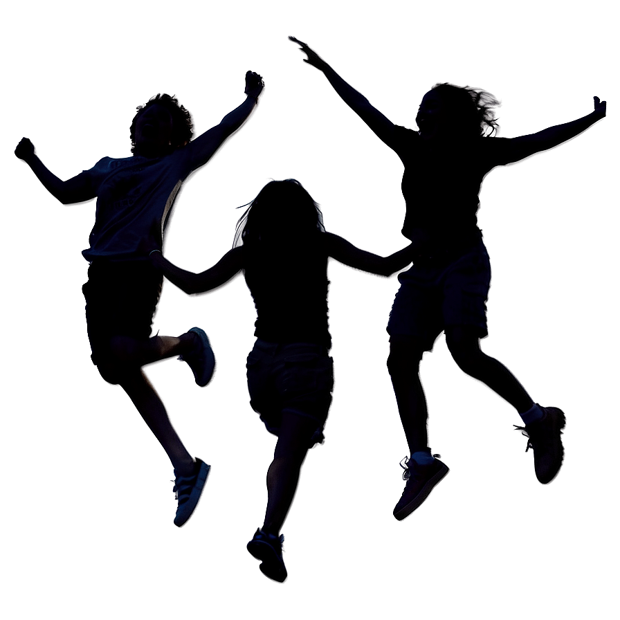 Silhouette Of Friends Jumping Png Lsf25 PNG