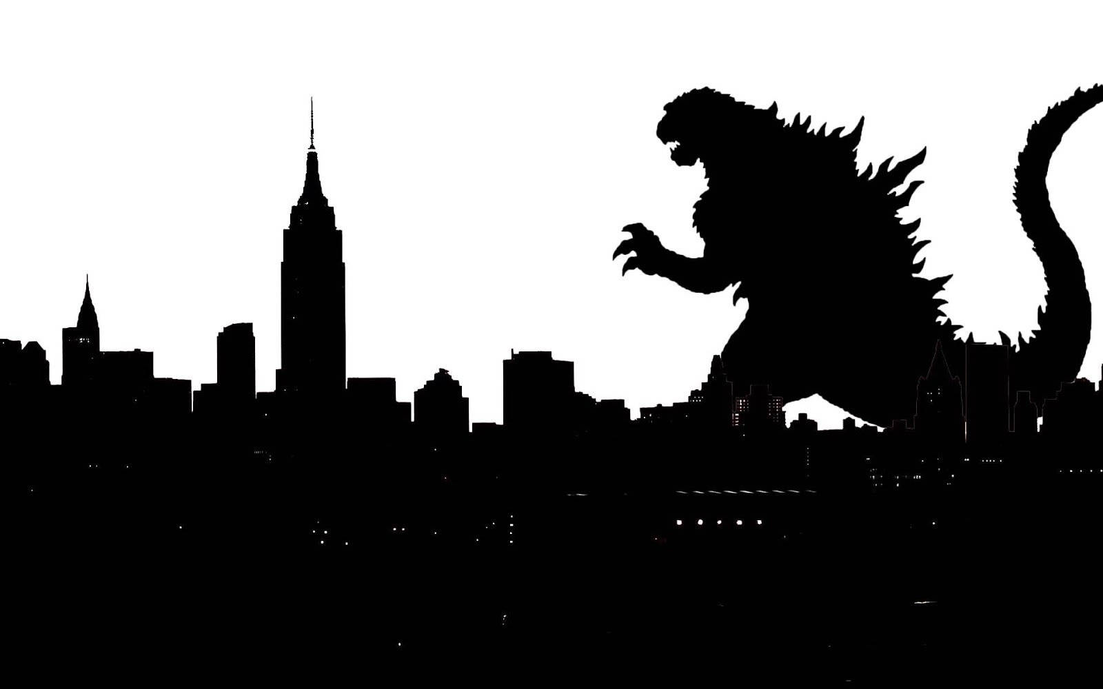 Silhuett Av Godzilla 4k Bakgrundsbild För Dator Eller Mobiltelefon. Wallpaper