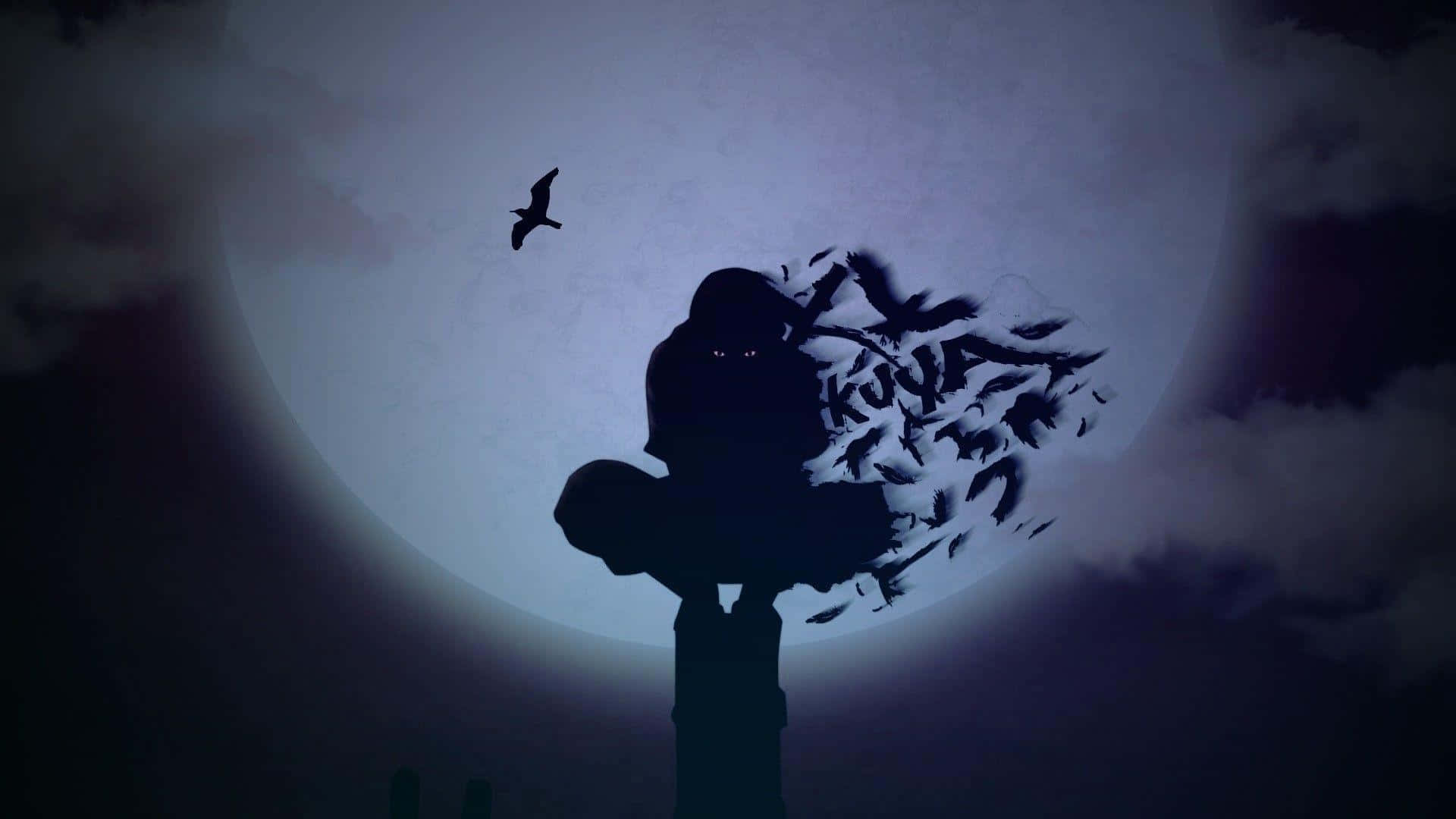 Silhouette_of_ Itachi_ Uchiha_ Against_ Moon Wallpaper