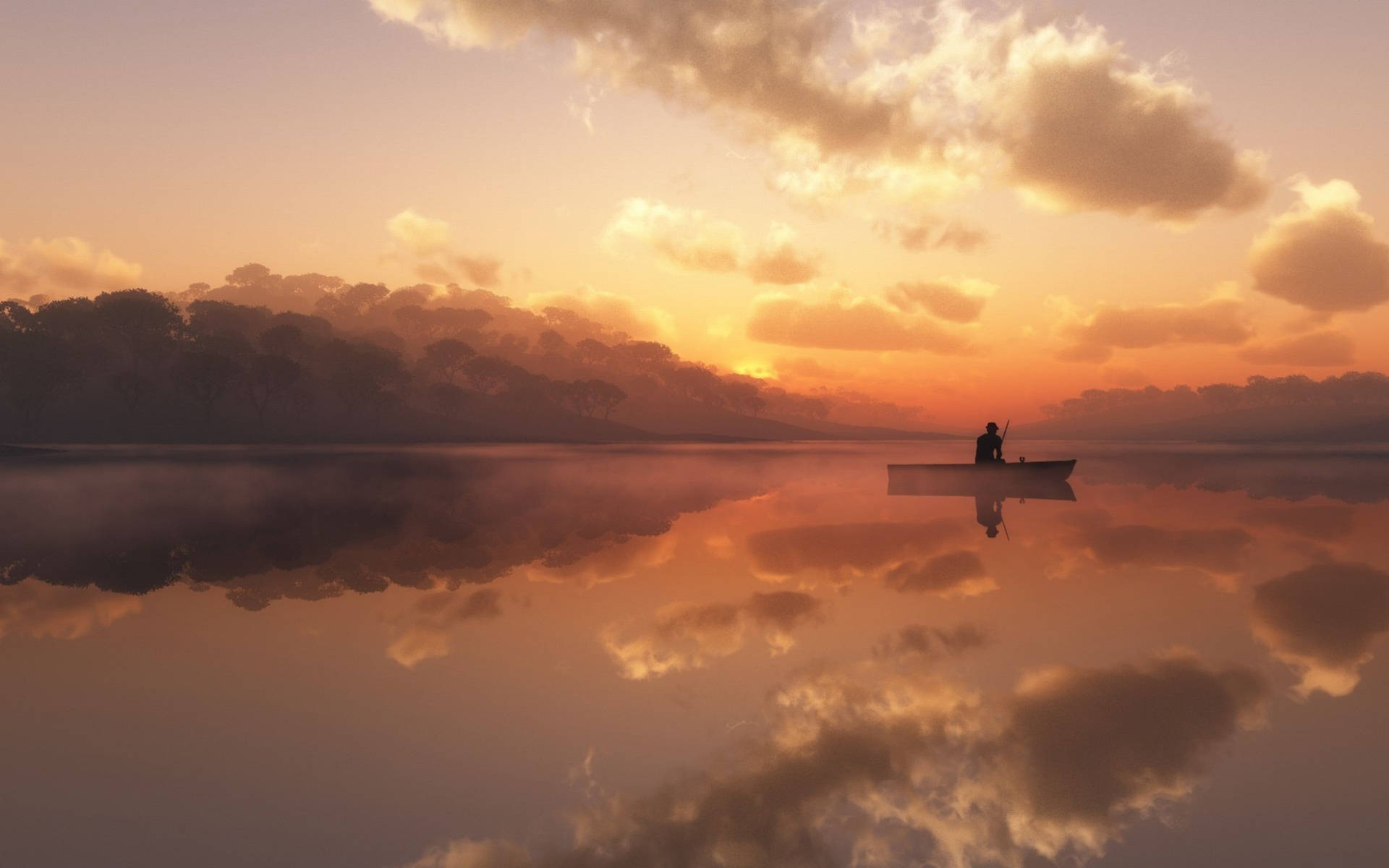 Enjoy the tranquility of a morning fishing adventure Wallpaper
