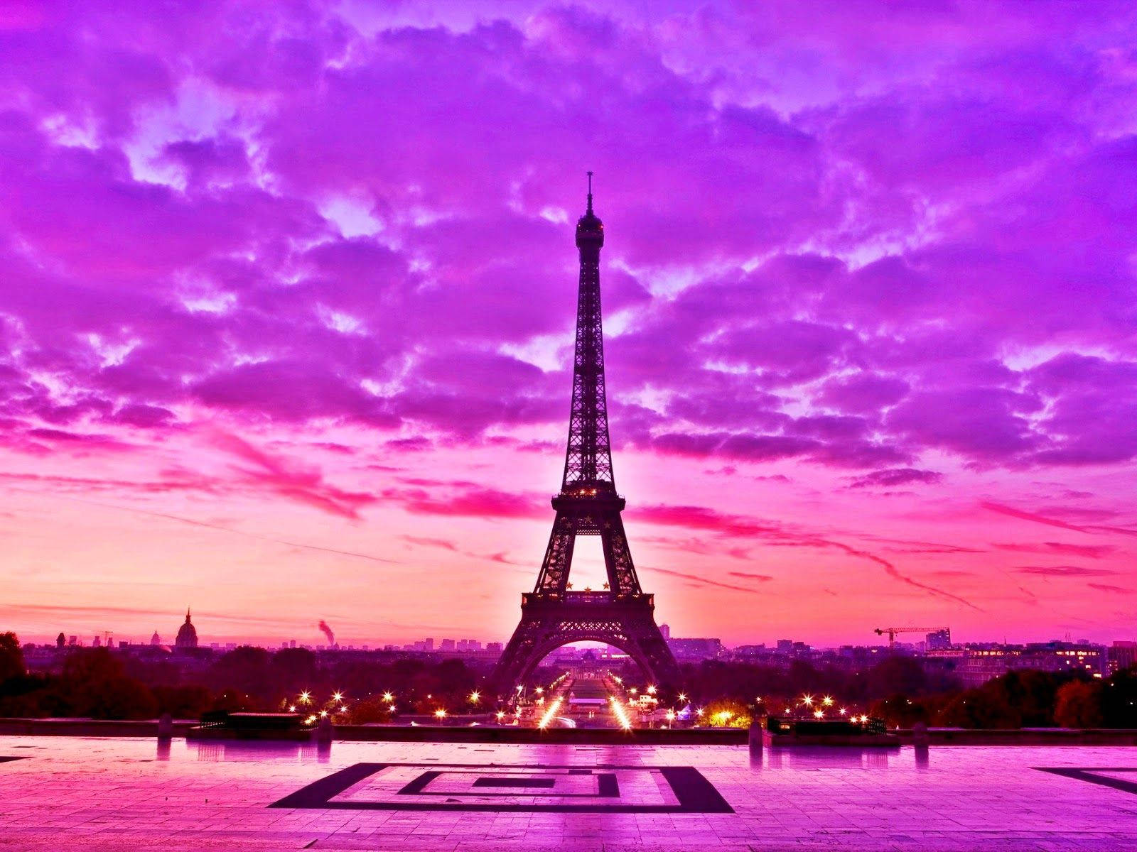 Silhuet Pink Paris Foto Wallpaper