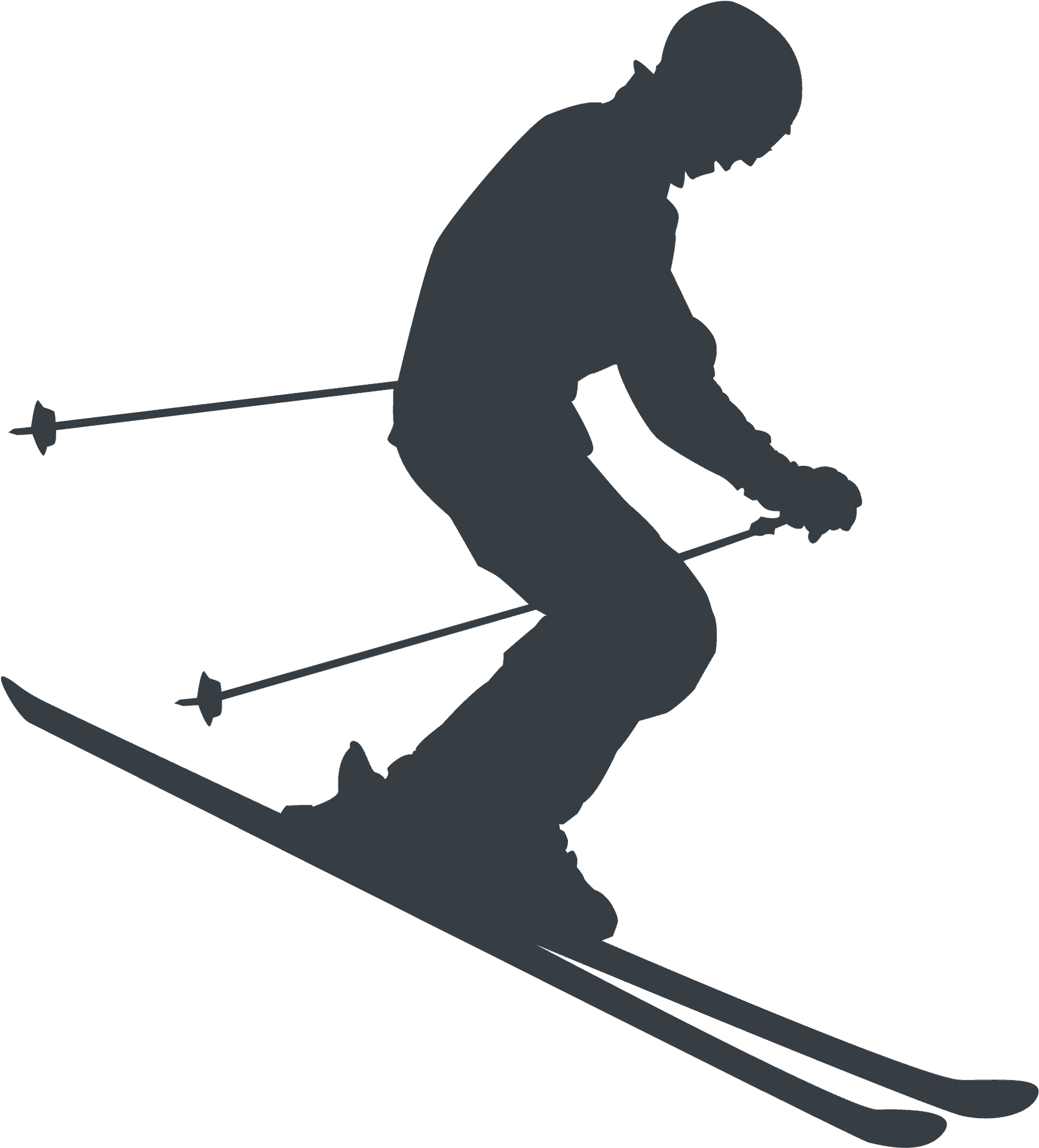 Silhouette Skier Action Pose PNG