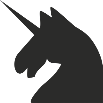 Silhouette Unicorn Profile PNG