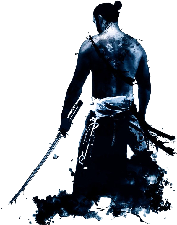 Silhouette_of_ Samurai_with_ Sword PNG
