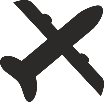 Silhouetted Airplane Icon PNG