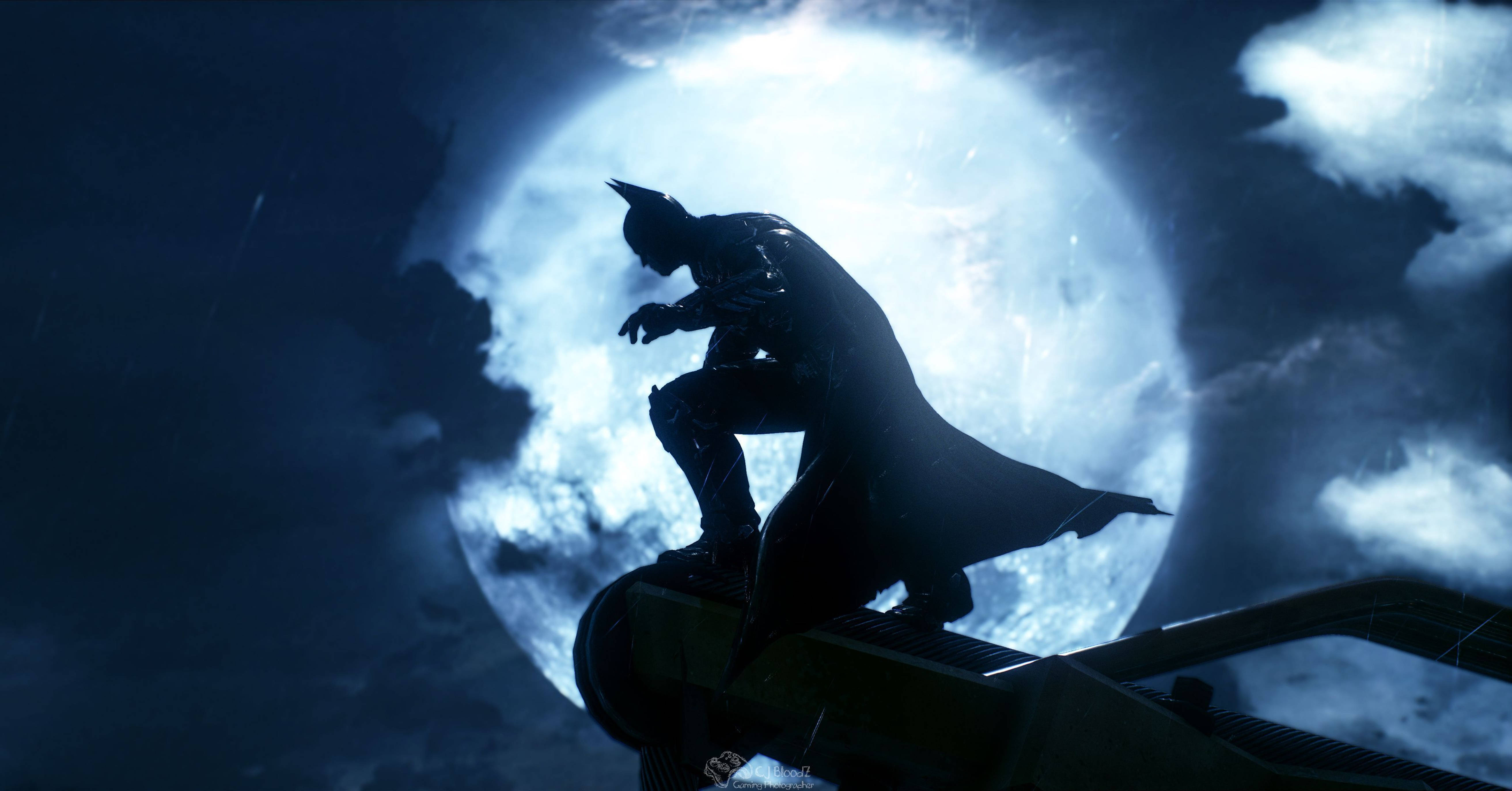 Silhouetted Batman Arkham City 4k Background