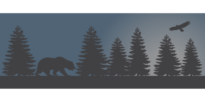 Silhouetted Bearin Forestat Dusk PNG