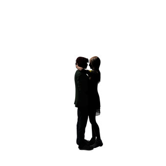 Silhouetted Couple Embrace Dark Background PNG