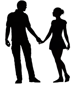 Silhouetted Couple Holding Hands PNG