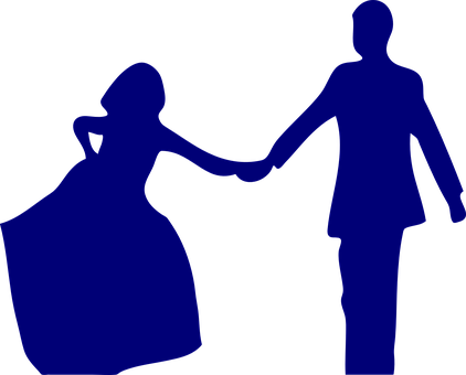 Silhouetted Couple Holding Hands PNG