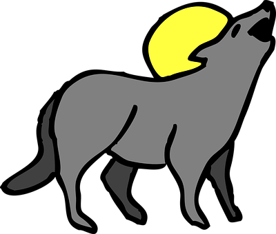 Silhouetted Coyote Howlingat Moon PNG