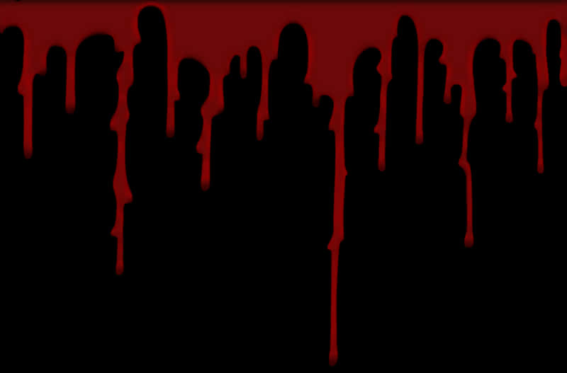 Silhouetted Crowd Blood Dripping Background PNG
