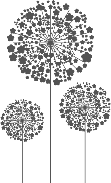 Silhouetted Dandelions Graphic PNG