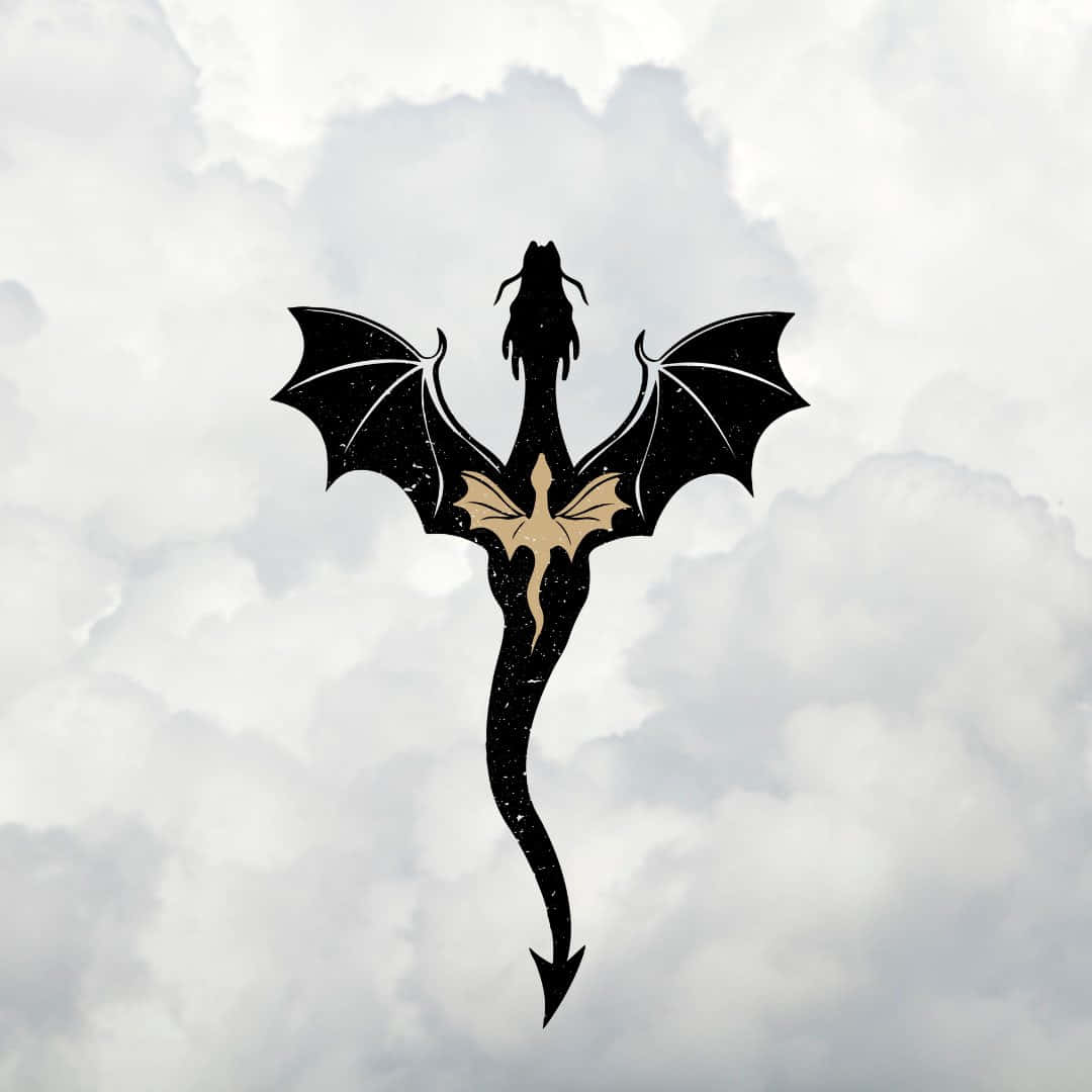 Silhouetted Dragonand Rider Against Cloudy Sky Wallpaper