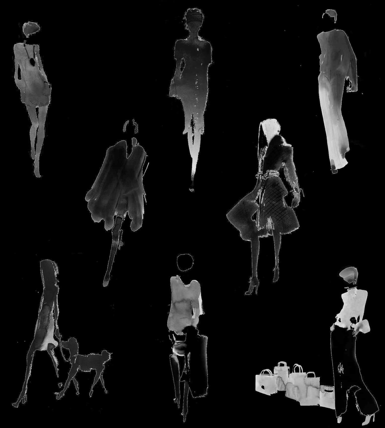 Silhouetted Fashion Figures Transparent Background PNG