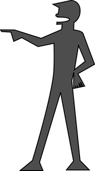 Silhouetted Figure Pointing PNG