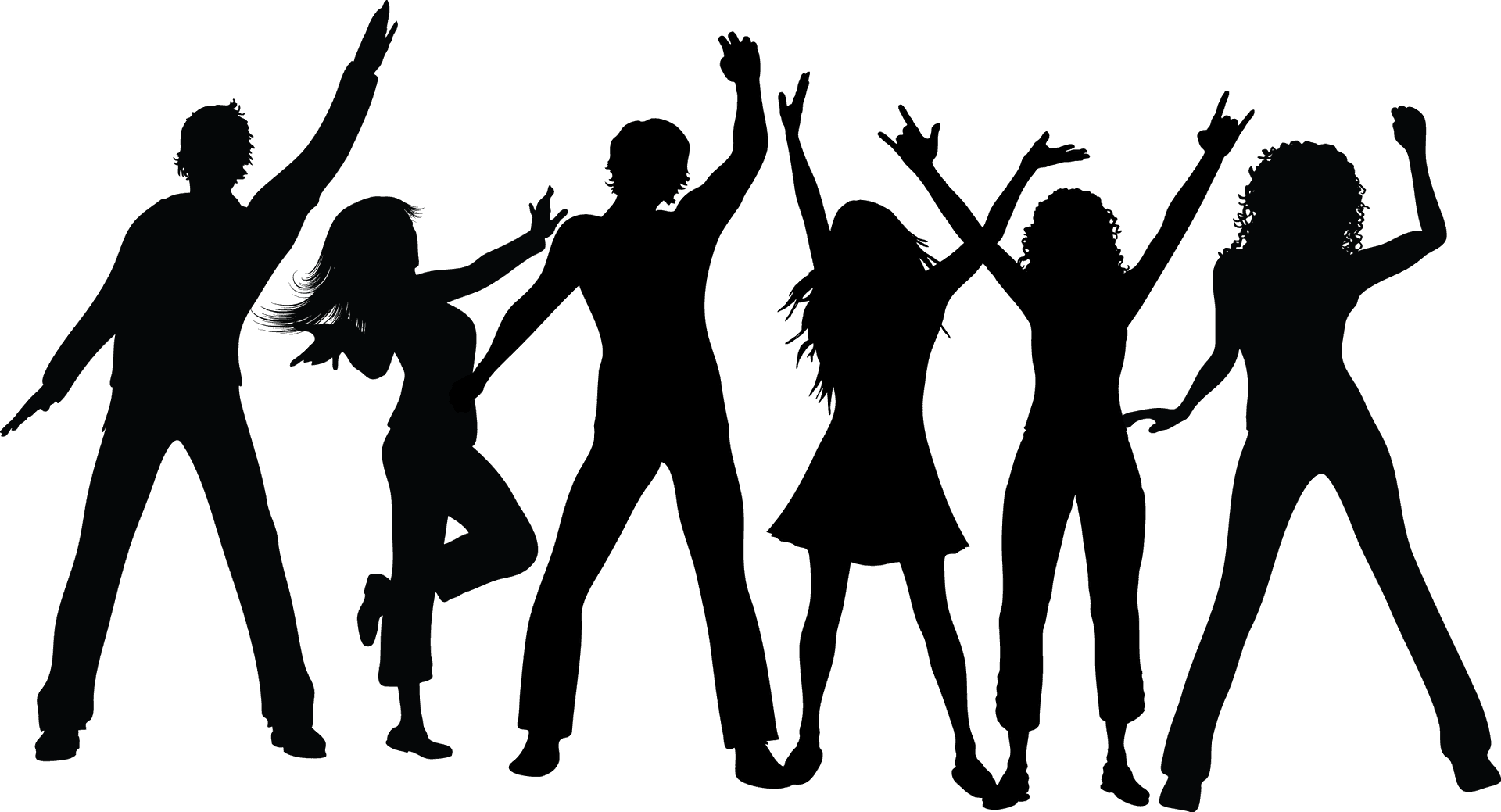 Silhouetted Group Celebration PNG