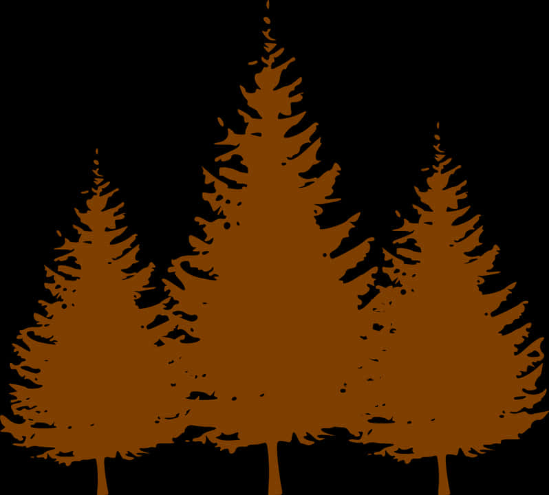 Silhouetted Pine Trees Graphic PNG