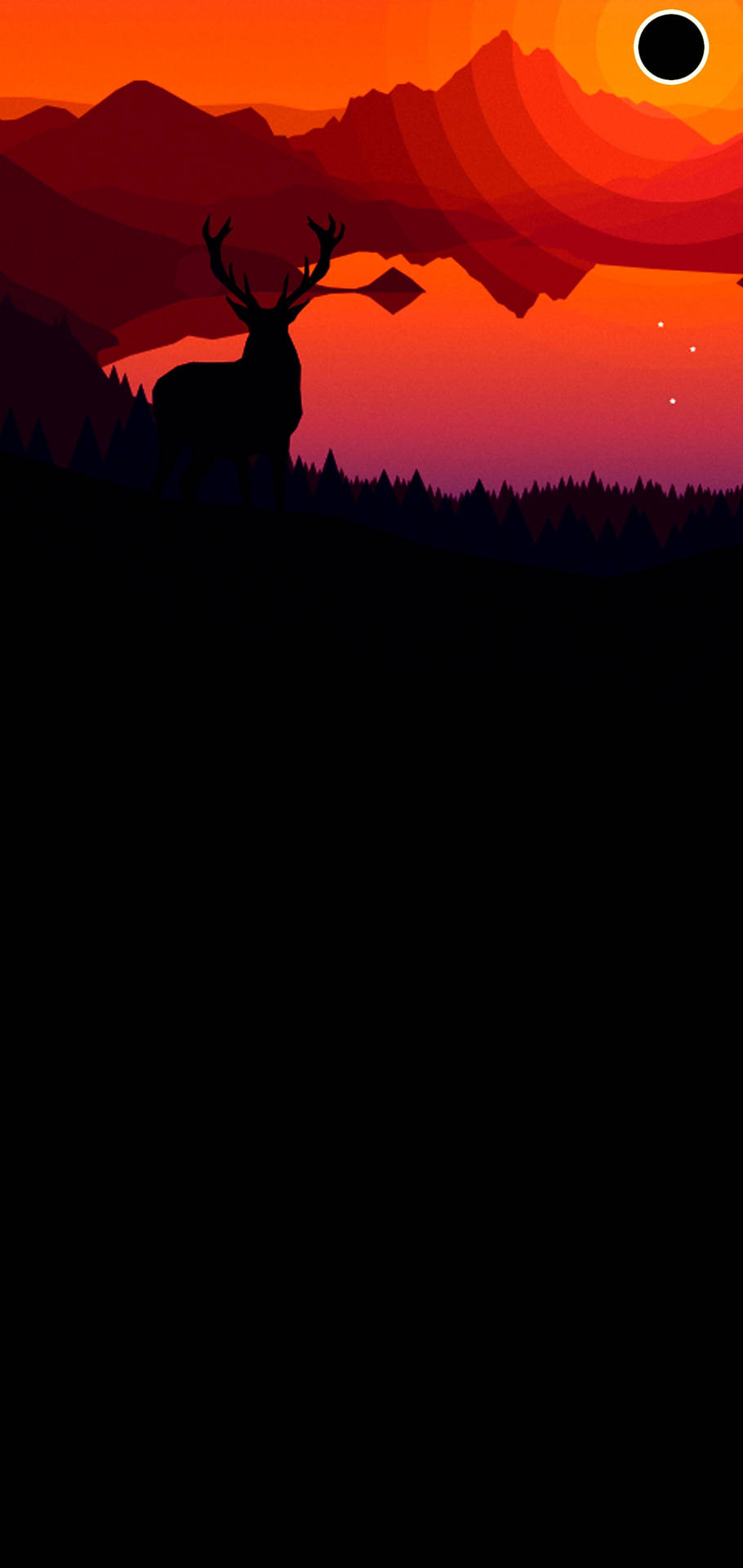 Silhouetted Reindeer Punch Hole 4K Wallpaper