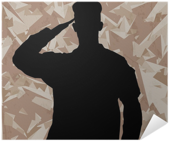 Silhouetted Salute Against Geometric Background PNG