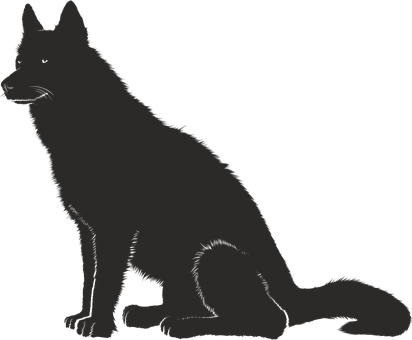 Silhouetted Sitting Dog PNG