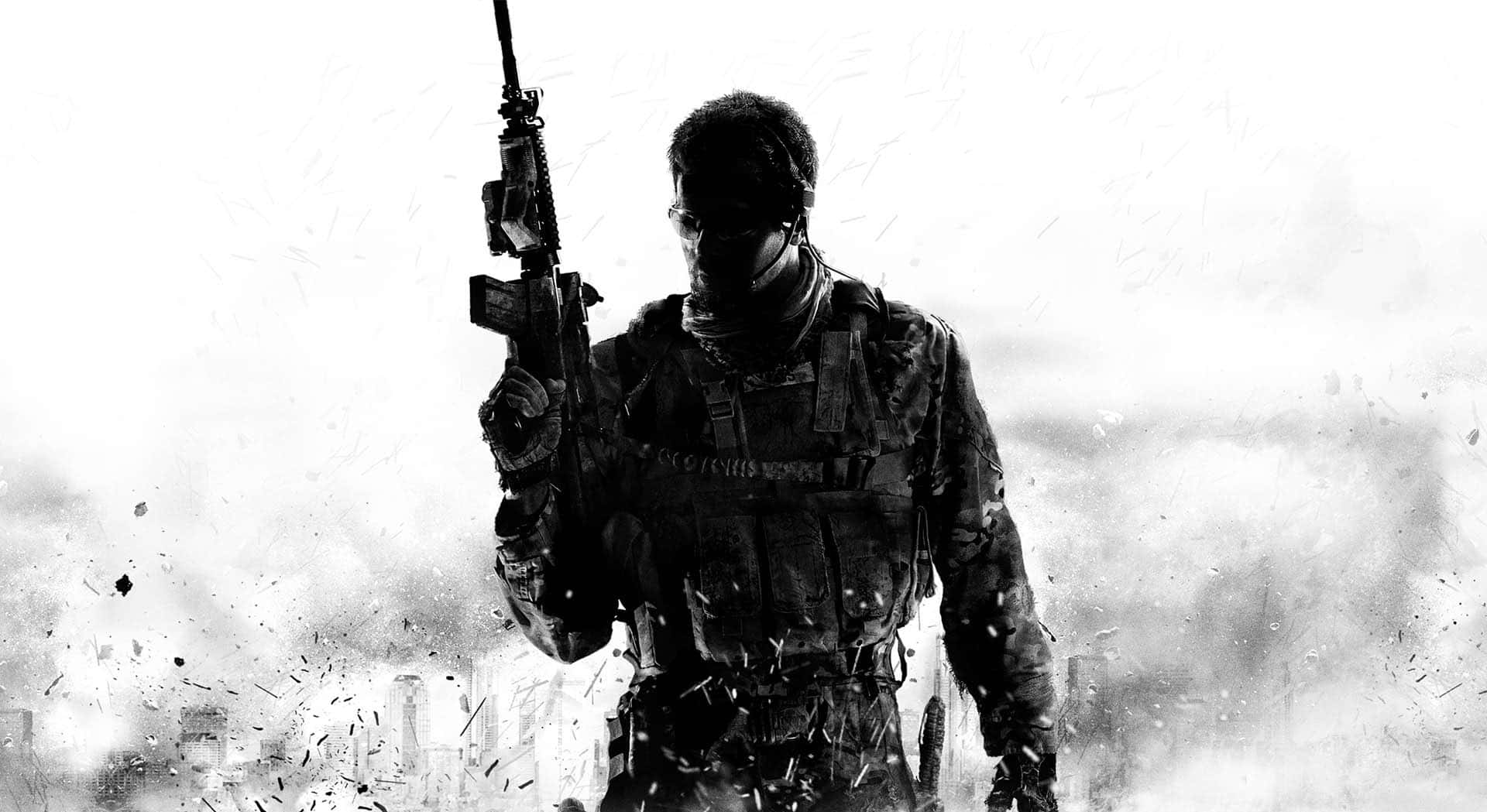 Silhouetted Soldierin Battlefield Wallpaper