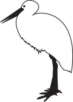 Silhouetted Stork Graphic PNG