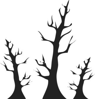 Silhouetted Trees Against Dark Background PNG