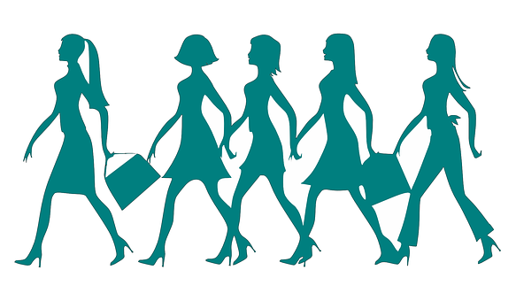 Silhouetted Women Walking In Style PNG