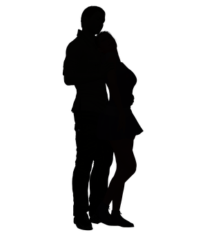 Silhouetteof Couple Embrace PNG
