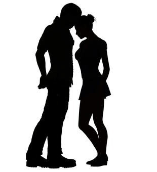 Silhouetteof Couple Embracing PNG