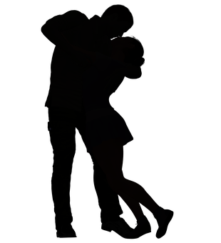 Silhouetteof Couple Embracing PNG