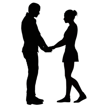 Silhouetteof Couple Holding Hands PNG