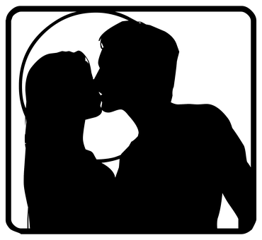 Silhouetteof Couple Kissing PNG