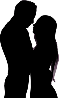 Silhouetteof Couple Kissing PNG