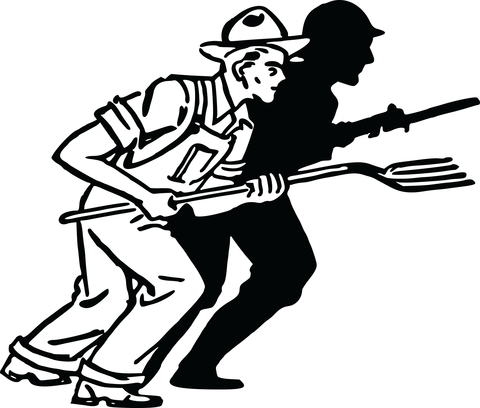 Silhouetteof Farmerwith Pitchfork PNG